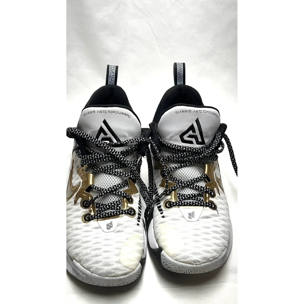 Nike Giannis Immortality Men's Basketball Sneakers White Gold Black Mesh Low Top